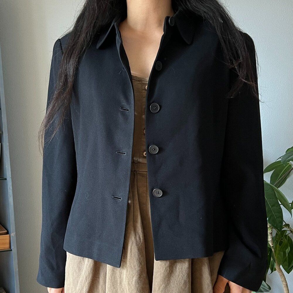 Linda Allard Ellen Tracy Blazer Sz 12 Black Evening Suit Jacket work‎ formal